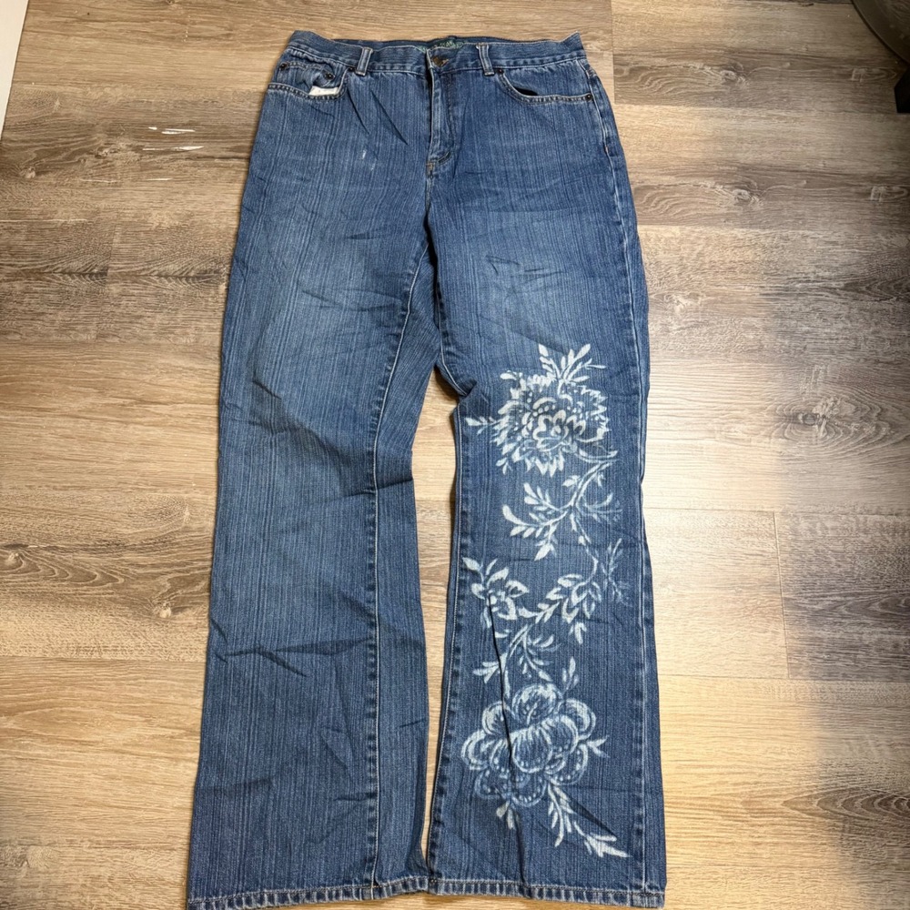 Y2K Lauren Jeans Co Ralph Lauren Floral Straight Leg Jeans Blue Womens 10